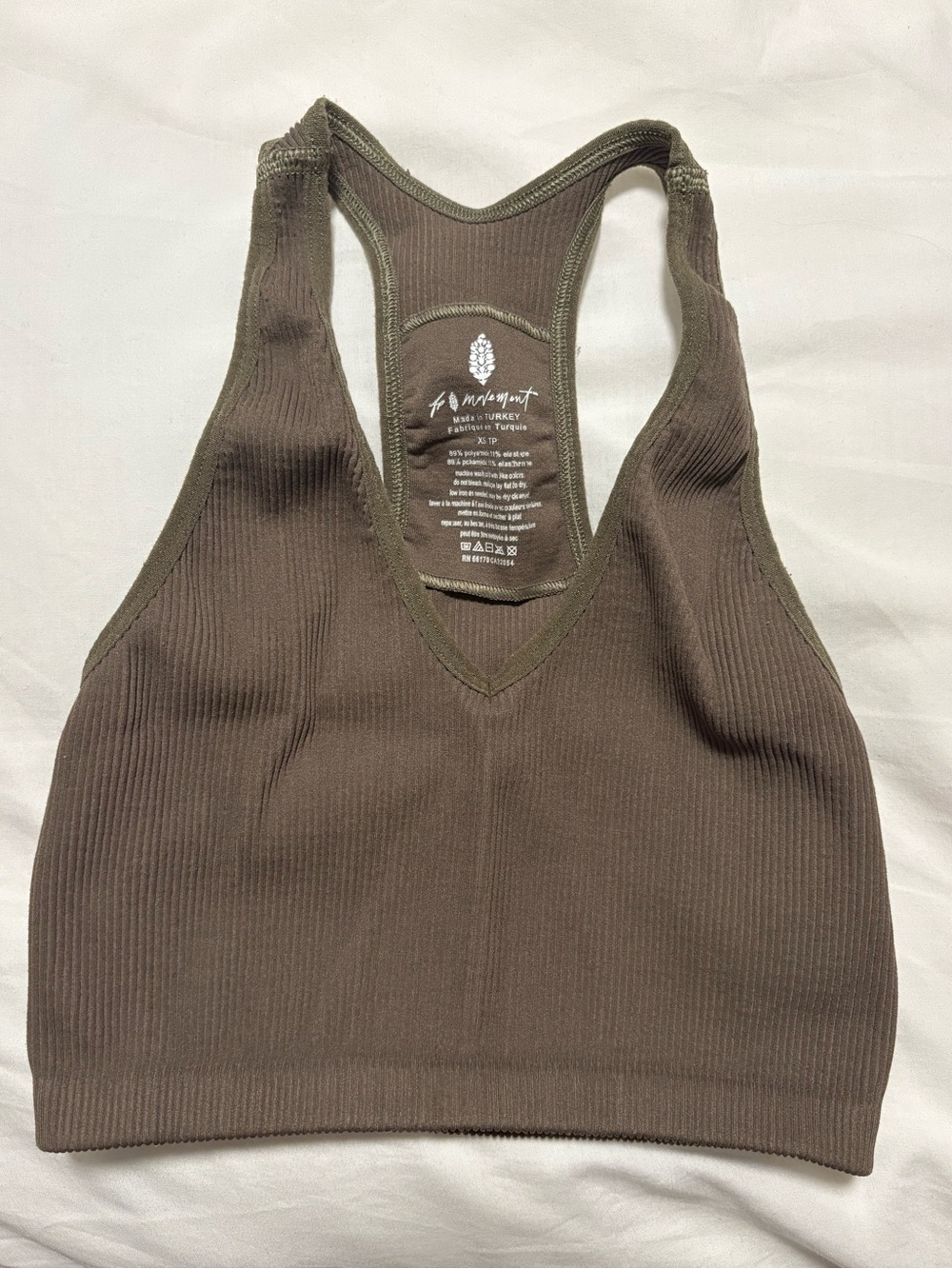 Free People FP movement Forest Green Ribbed Racerback Crop Top